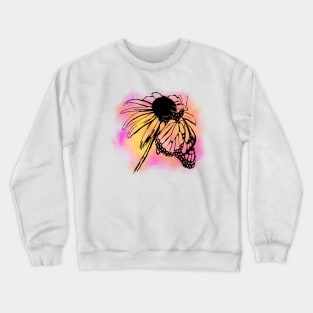 Monarch Butterfly on Flower Colorful Background Crewneck Sweatshirt